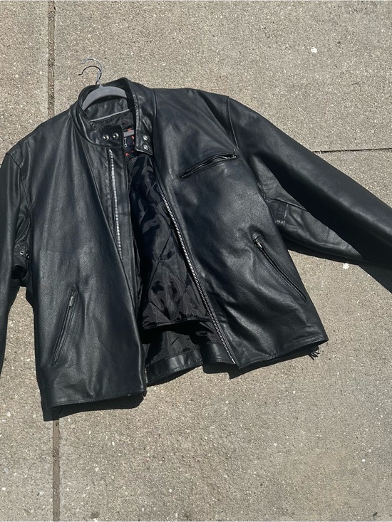 Interstate Leather Other - Men's Black Leather Bomber Jacket - Classic Zip Front